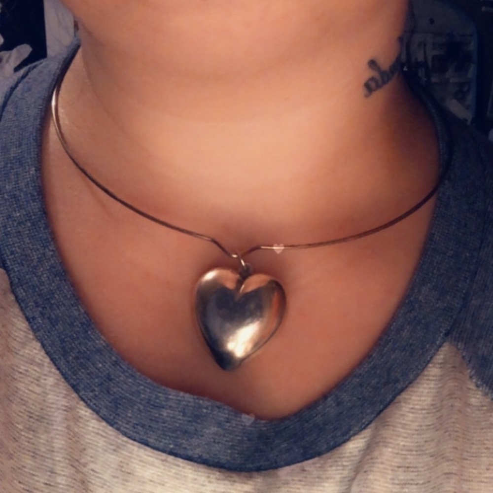 Sterling Silver Heart Necklace/ Choker